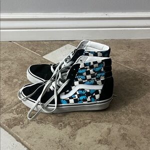 Vans High-Top Sneakers - Black, White, Blue Checkered